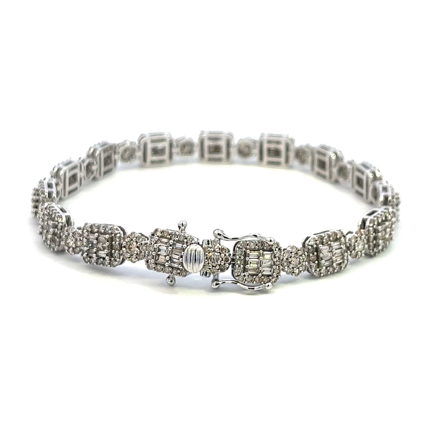 5.10CTW BAGUETTE AND FLOWER DESIGNER BRACELET