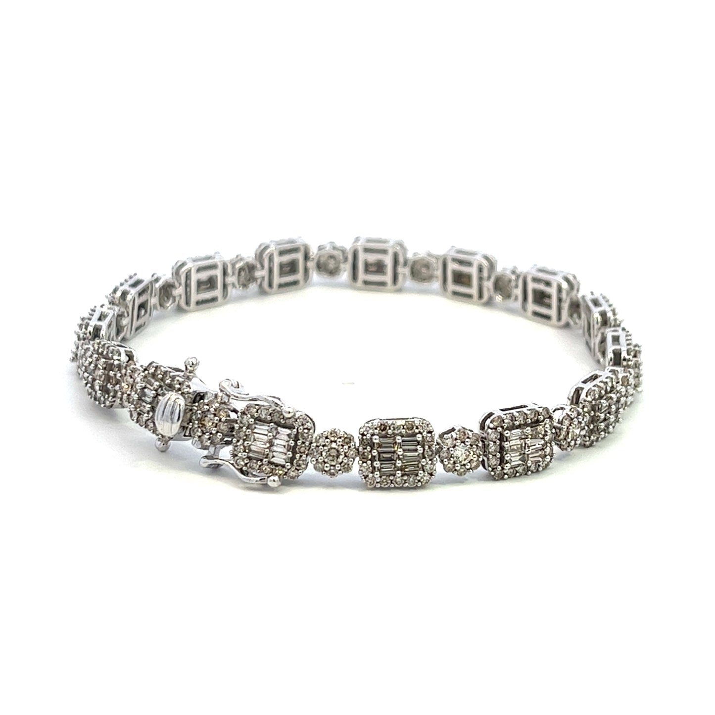 5.10CTW BAGUETTE AND FLOWER DESIGNER BRACELET