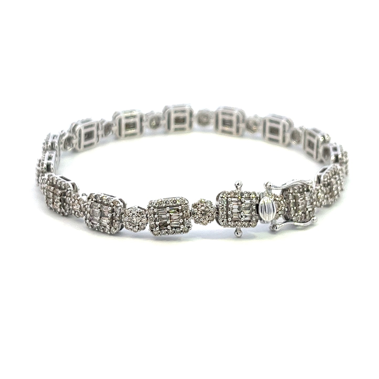5.10CTW BAGUETTE AND FLOWER DESIGNER BRACELET