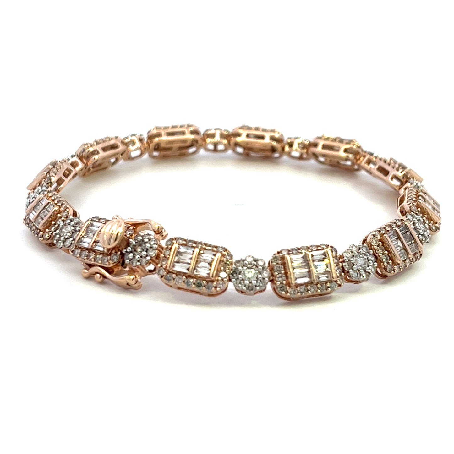 5.10CTW BAGUETTE AND FLOWER DESIGNER BRACELET