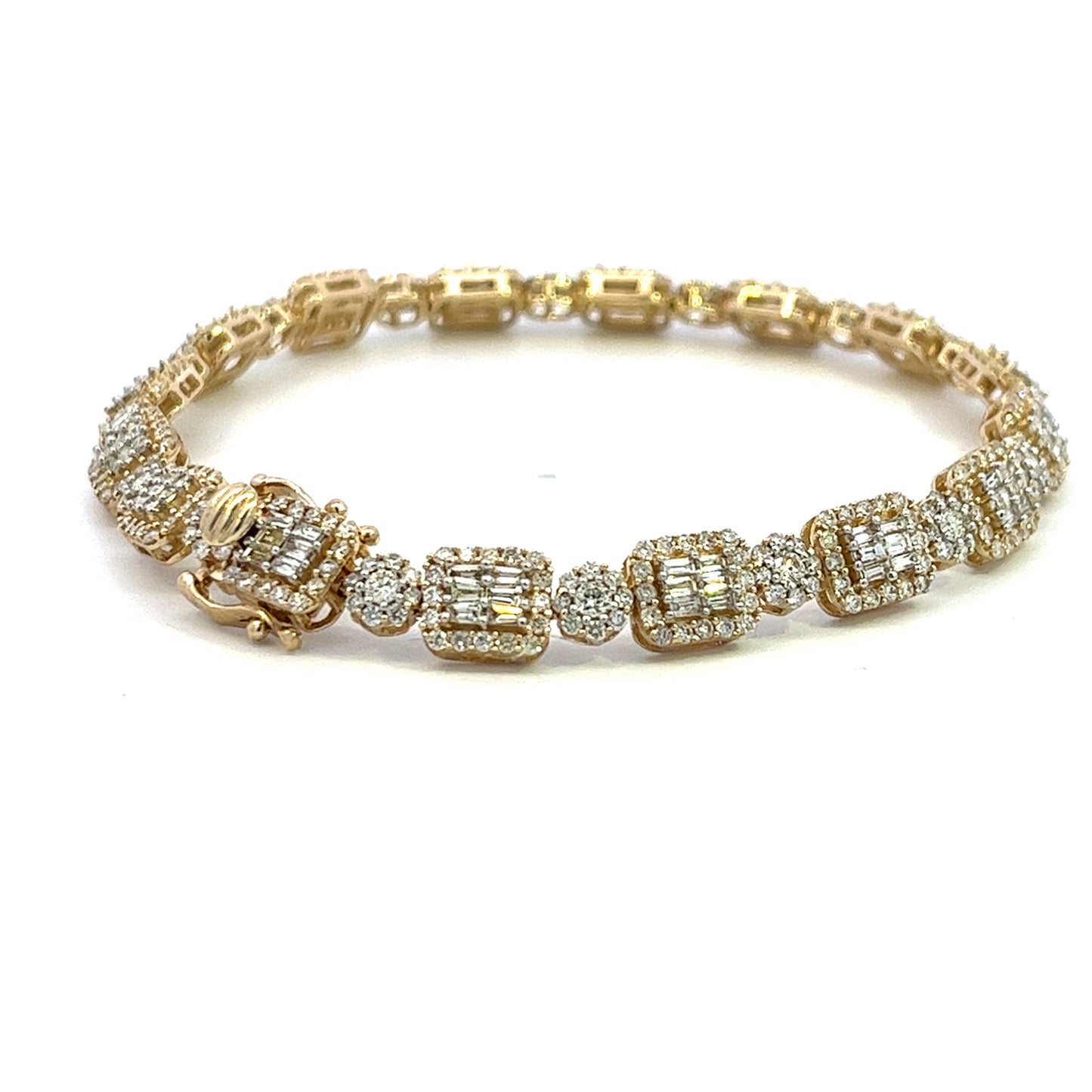 5.10CTW BAGUETTE AND FLOWER DESIGNER BRACELET