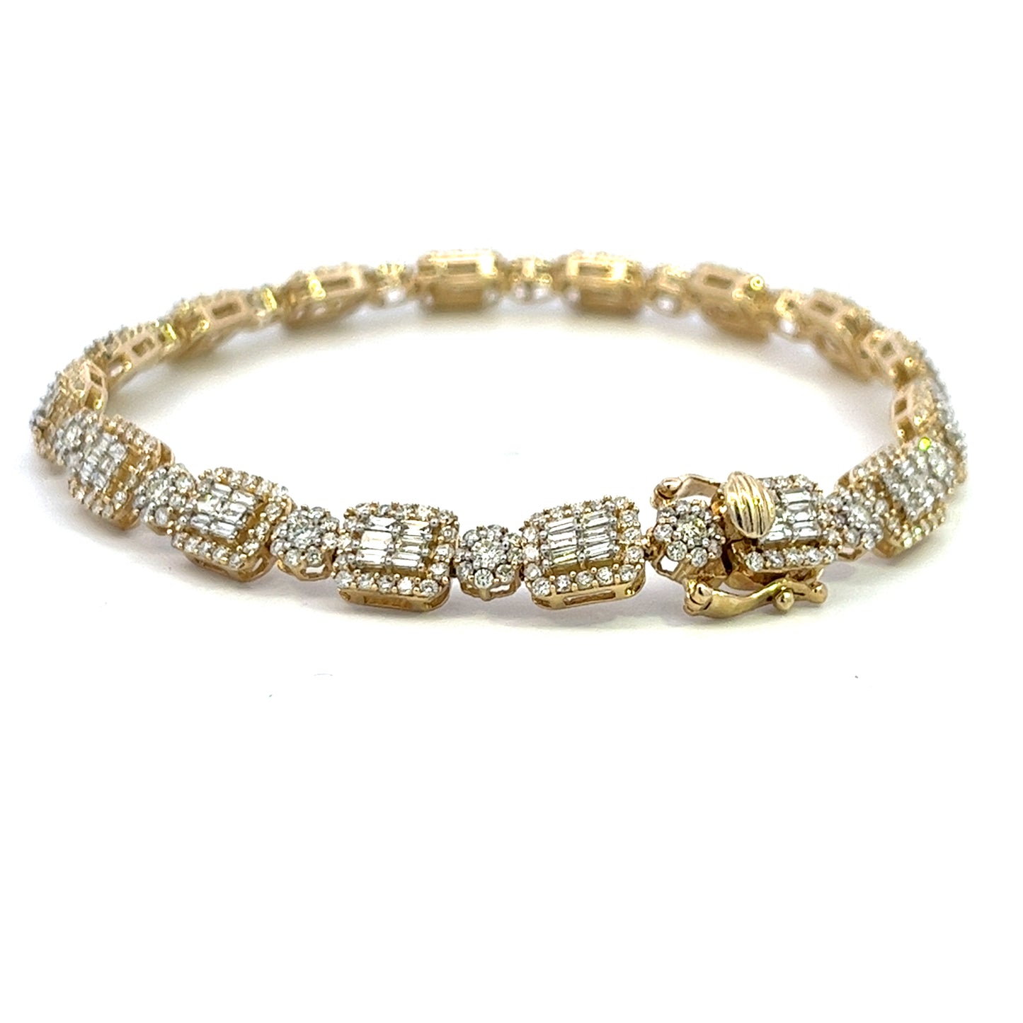 5.10CTW BAGUETTE AND FLOWER DESIGNER BRACELET
