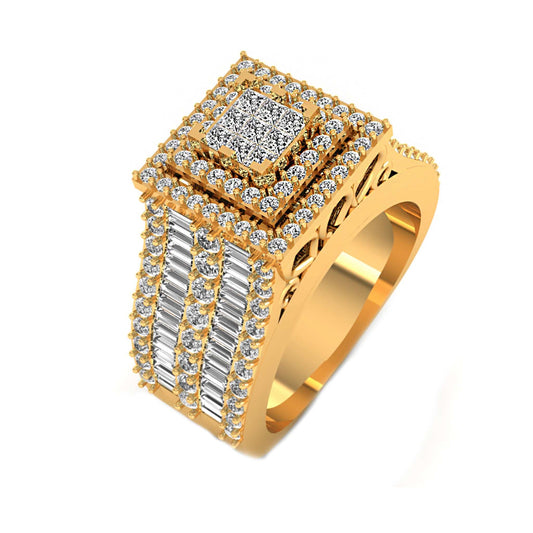 Double Halo Mens Square Shape Diamond Ring