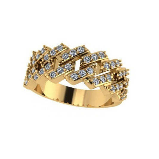 10MM Wide Mens Miami Cuban Link Chain Diamond Ring