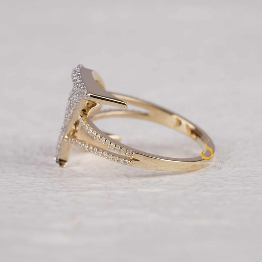 A Initial Personalized Double Band Diamond Ring