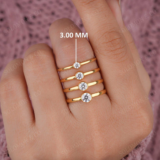 Minimalist Round Bezel Set Solitaire Ring Second