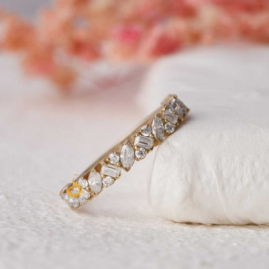 Round And Baguette Half Eternity Moissanite Band Second
