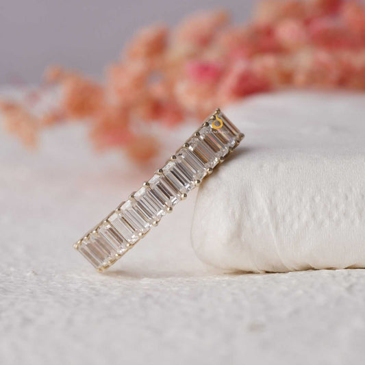 Prong Set Baguette Cut Moissanite Half Eternity Band Second