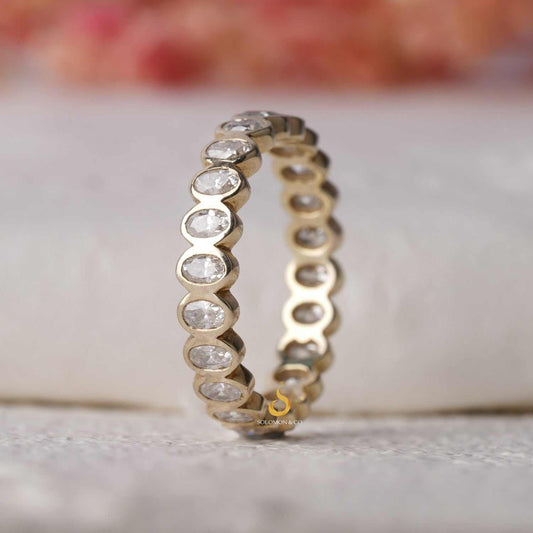 Bezel Style Oval Cut Moissanite Band Second