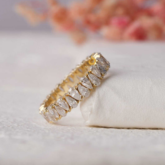 Vintage Pear Moissanite Full Eternity Band Third