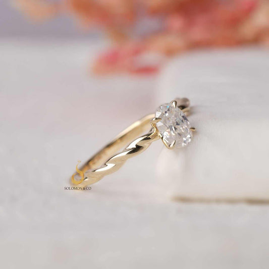 Modern Prong Set Oval Cut Moissanite Engagement Ring Second