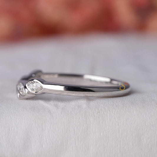 Five Stone Marquise Diamond Curve Wedding Band