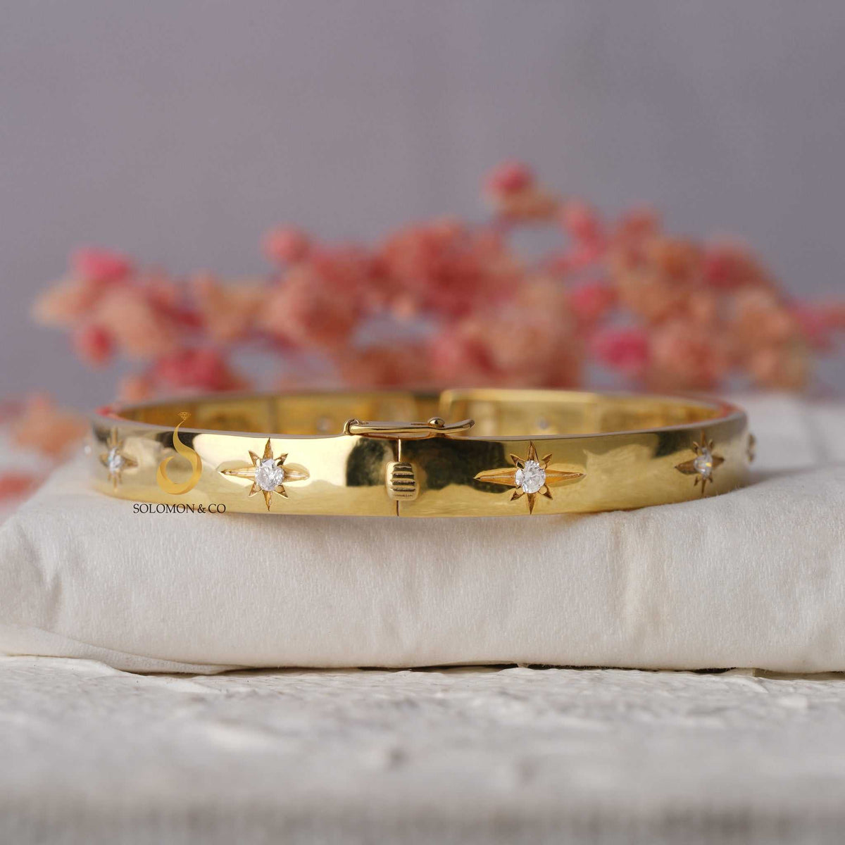 Engraved Bangle Bracelet for Women - Celestial Star Engraved