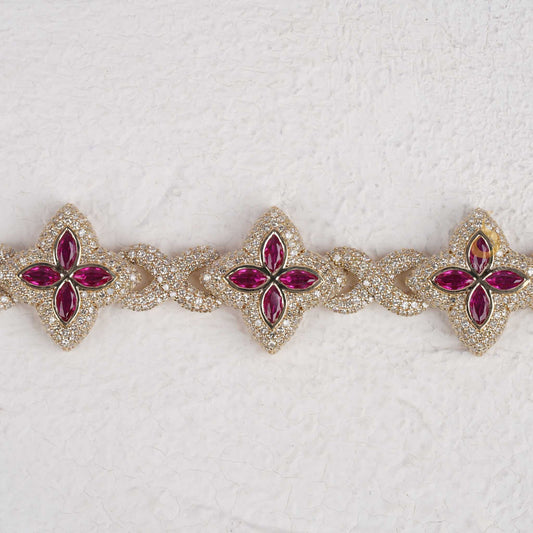 Crimson Clover Sparkle Marquise And Round Diamond Bracelet