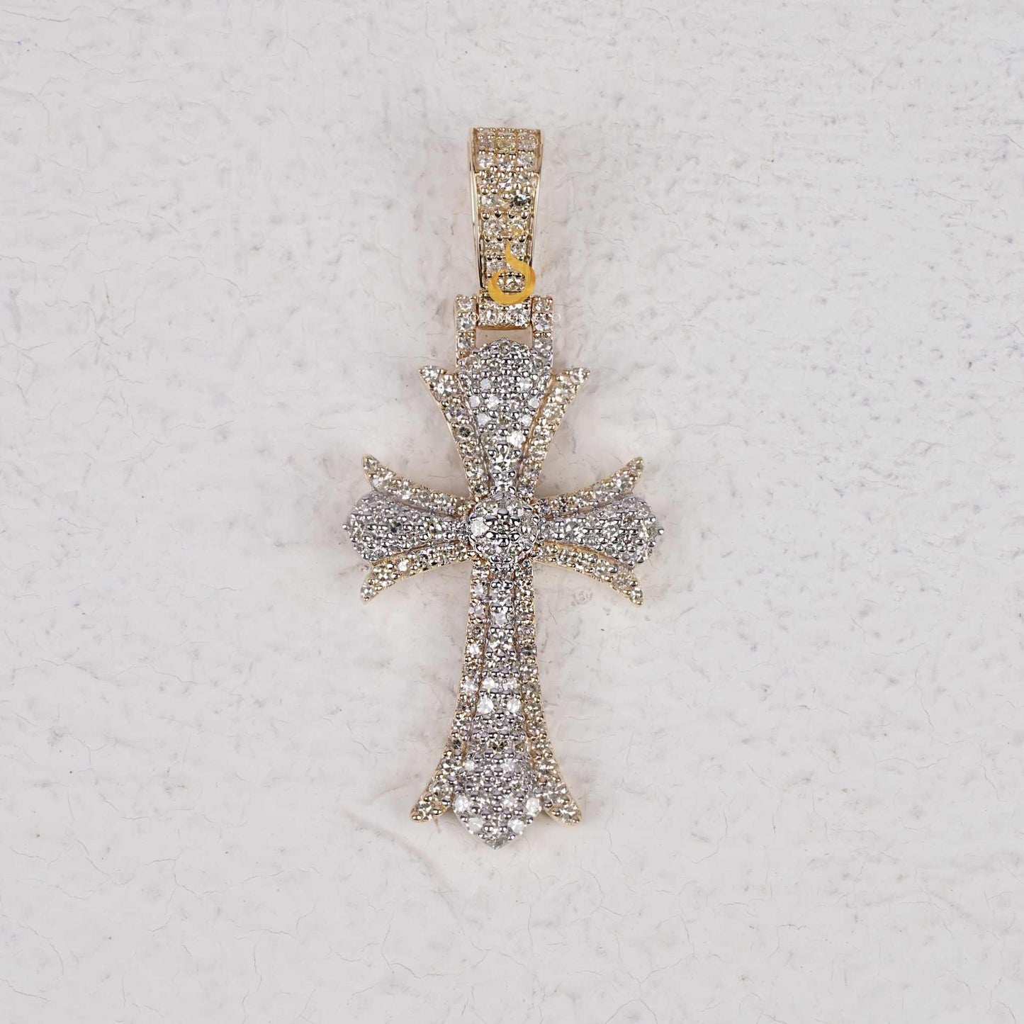 Faith-Inspired Gold Cross Pendant With Pave Diamonds 0.87ct