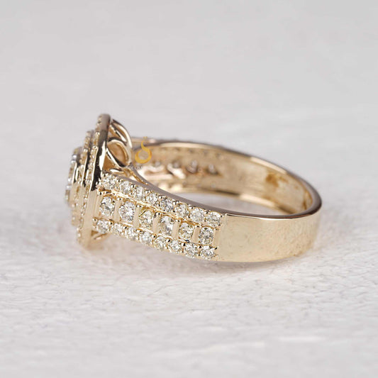 Cluster Triple Halo Round Cut Diamond Statement Sparkle Ring