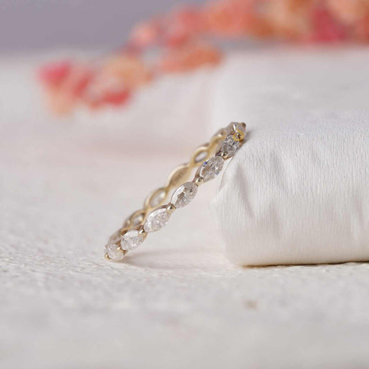 Dainty Marquise Shape Moissanite Stackable Eternity Band Second