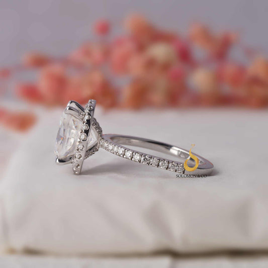 Timeless Elongated Cushion Halo Engagement Ring Third