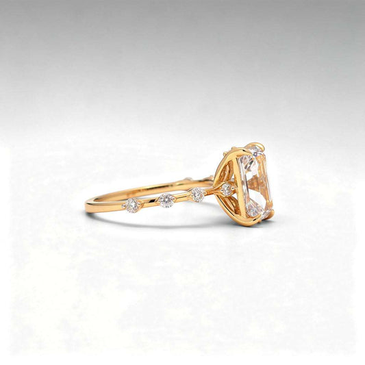 3.52 CTW Radiant Cut Lab Diamond Ring – 14K Gold