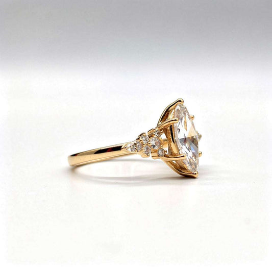 2.36 CTW Marquise Cut Lab Diamond Ring – 14K Gold