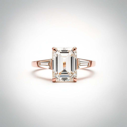 3.08 CTW Emerald Cut Lab Diamond Ring – 14K Gold
