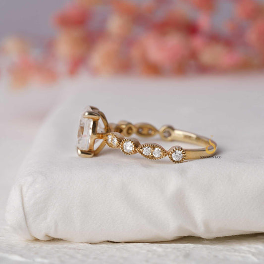 Milgrain Beaded Oval Engagement Ring Second