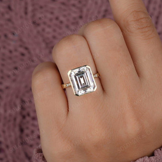 Bezel Set Emerald Cut Solitaire Engagement Ring Second