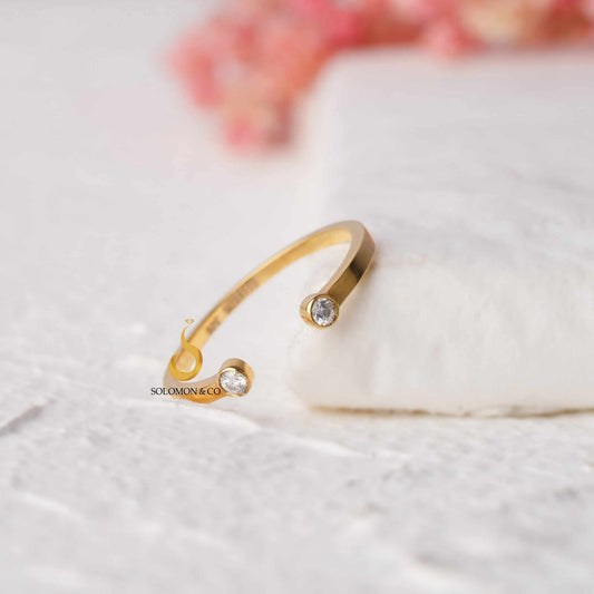 Dual Diamond Open Ring Second