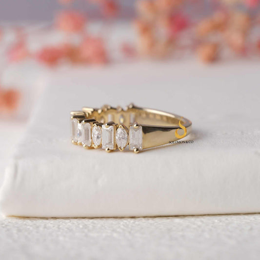 Alternating Half Eternity Wedding Ring Second