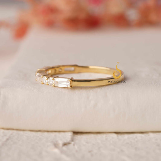 Baguette Round Half Eternity Wedding Ring Second