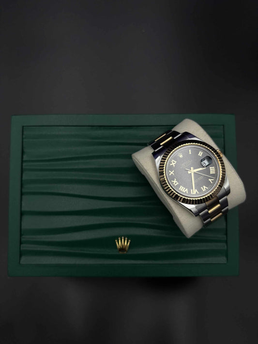 Rolex Datejust II 41mm 116333 Two-Tone Black Roman Dial Fluted Oyster — Pre-Owned
