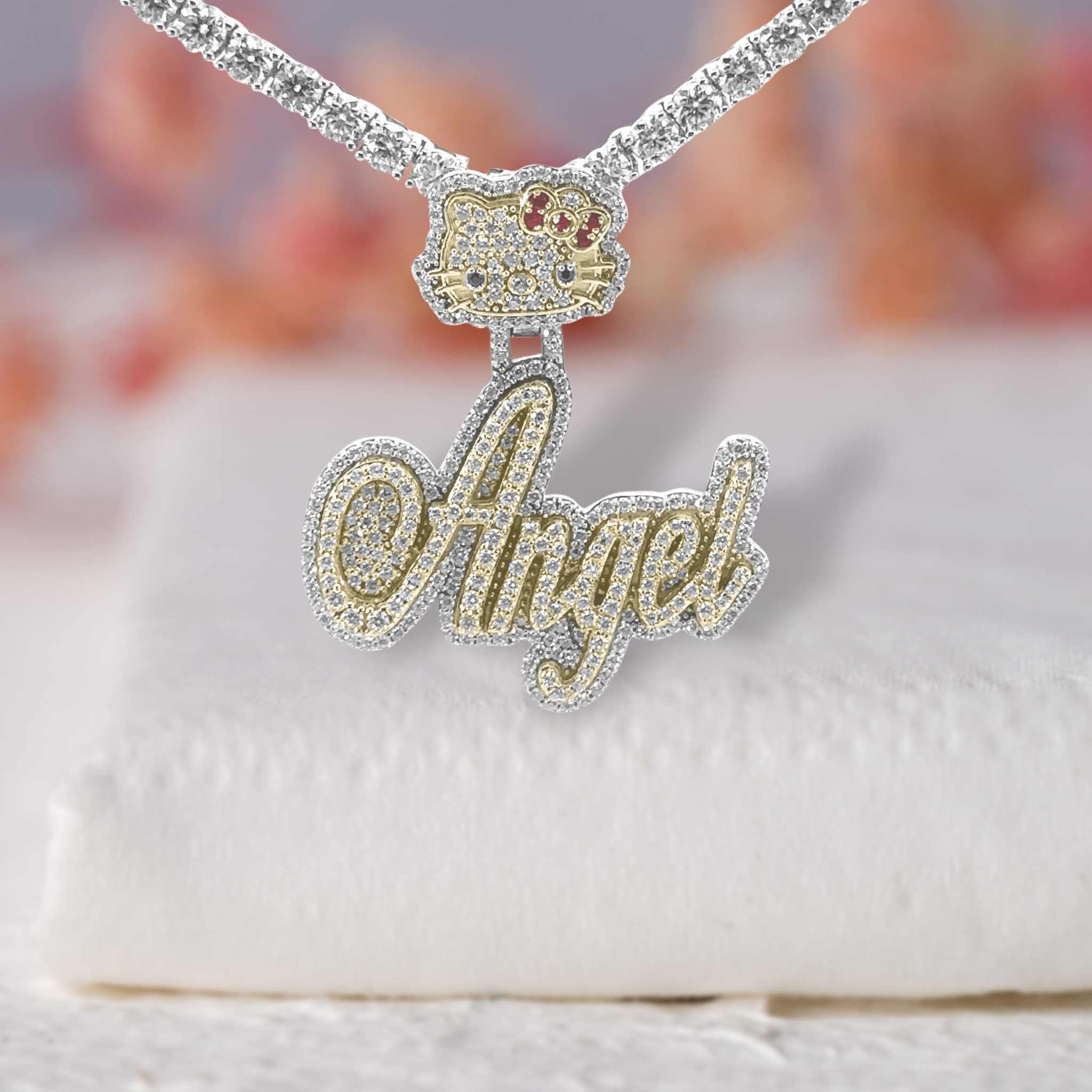 Angel Custom Moissanite Diamond Name Pendant First