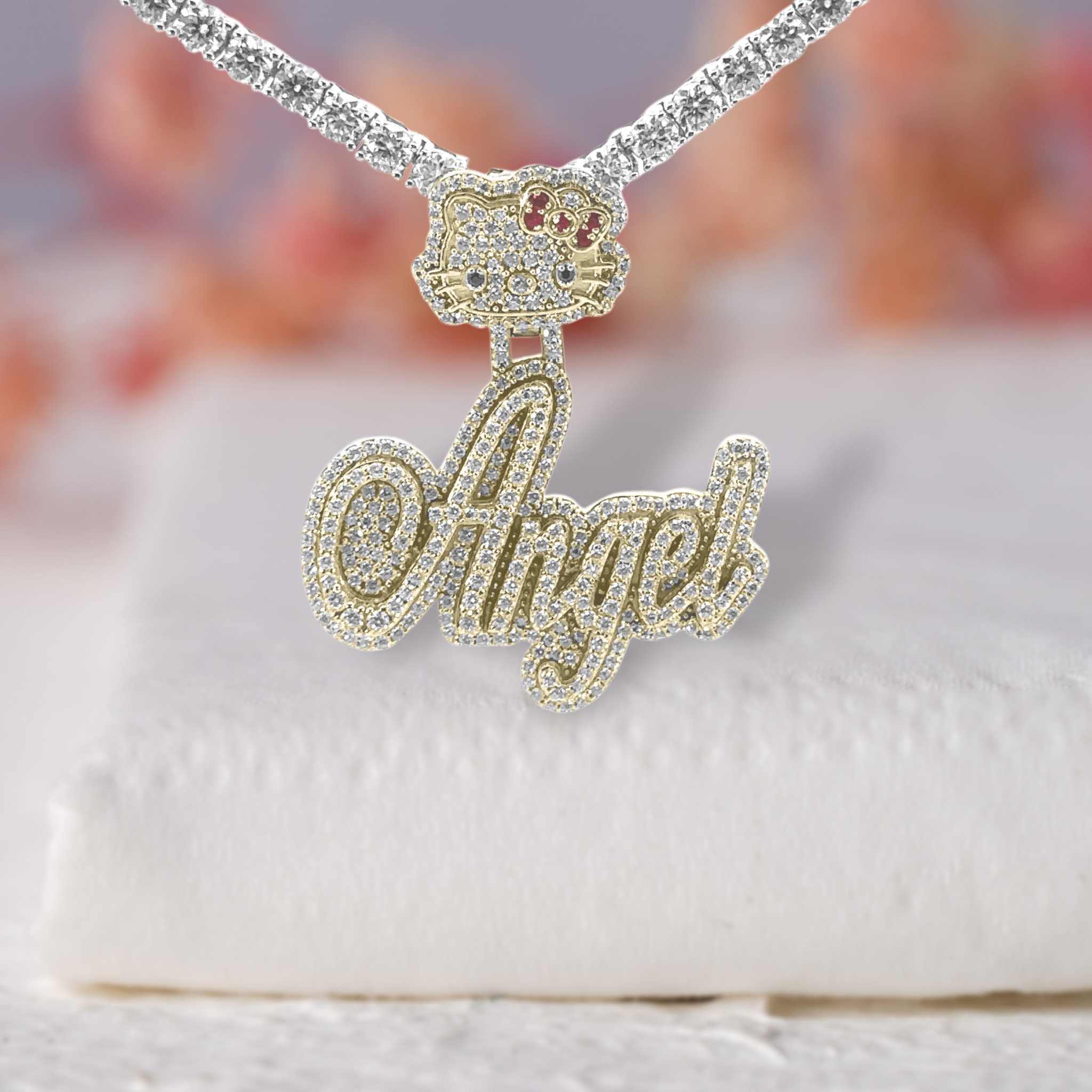 Angel Custom Moissanite Diamond Name Pendant Second