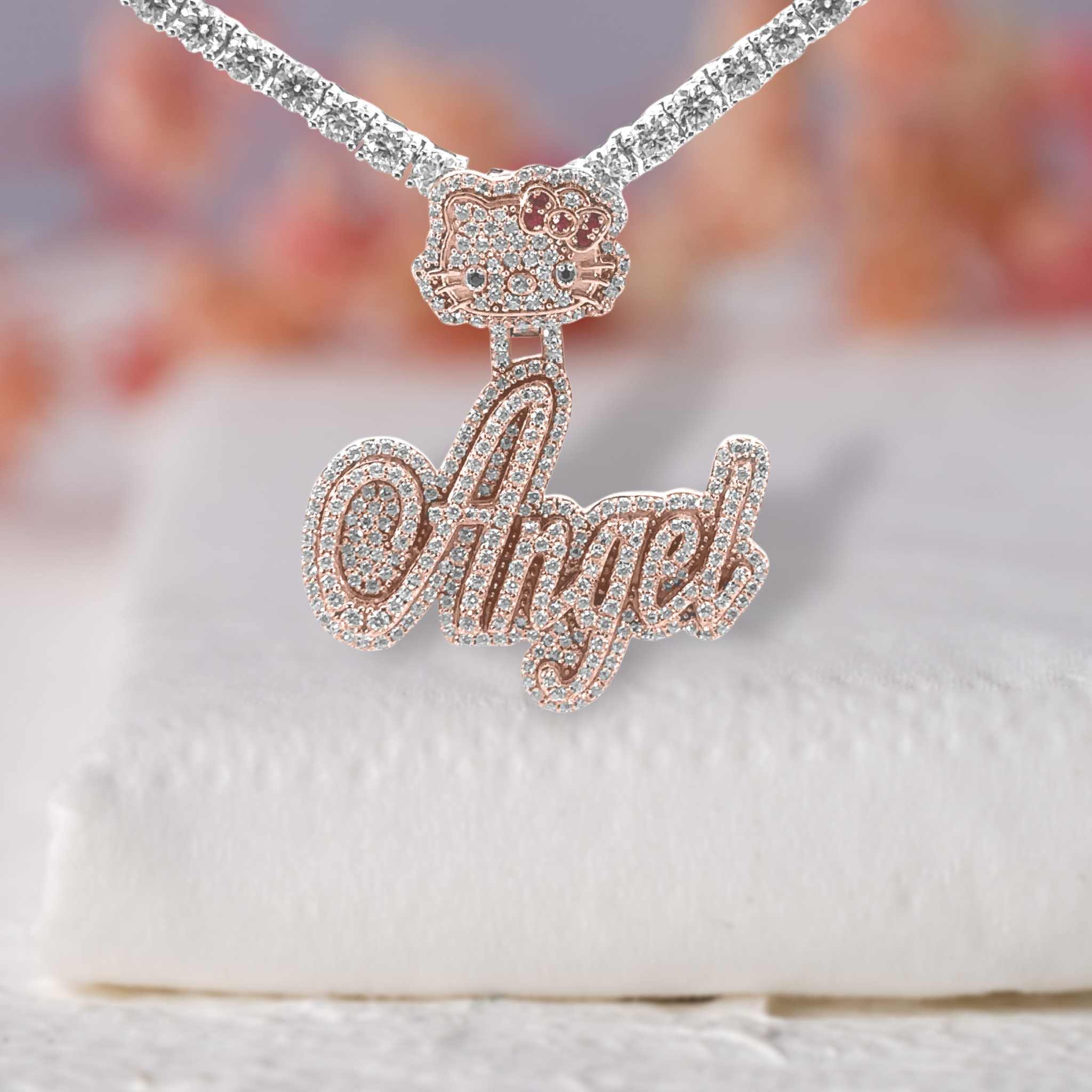 Angel Custom Moissanite Diamond Name Pendant Third