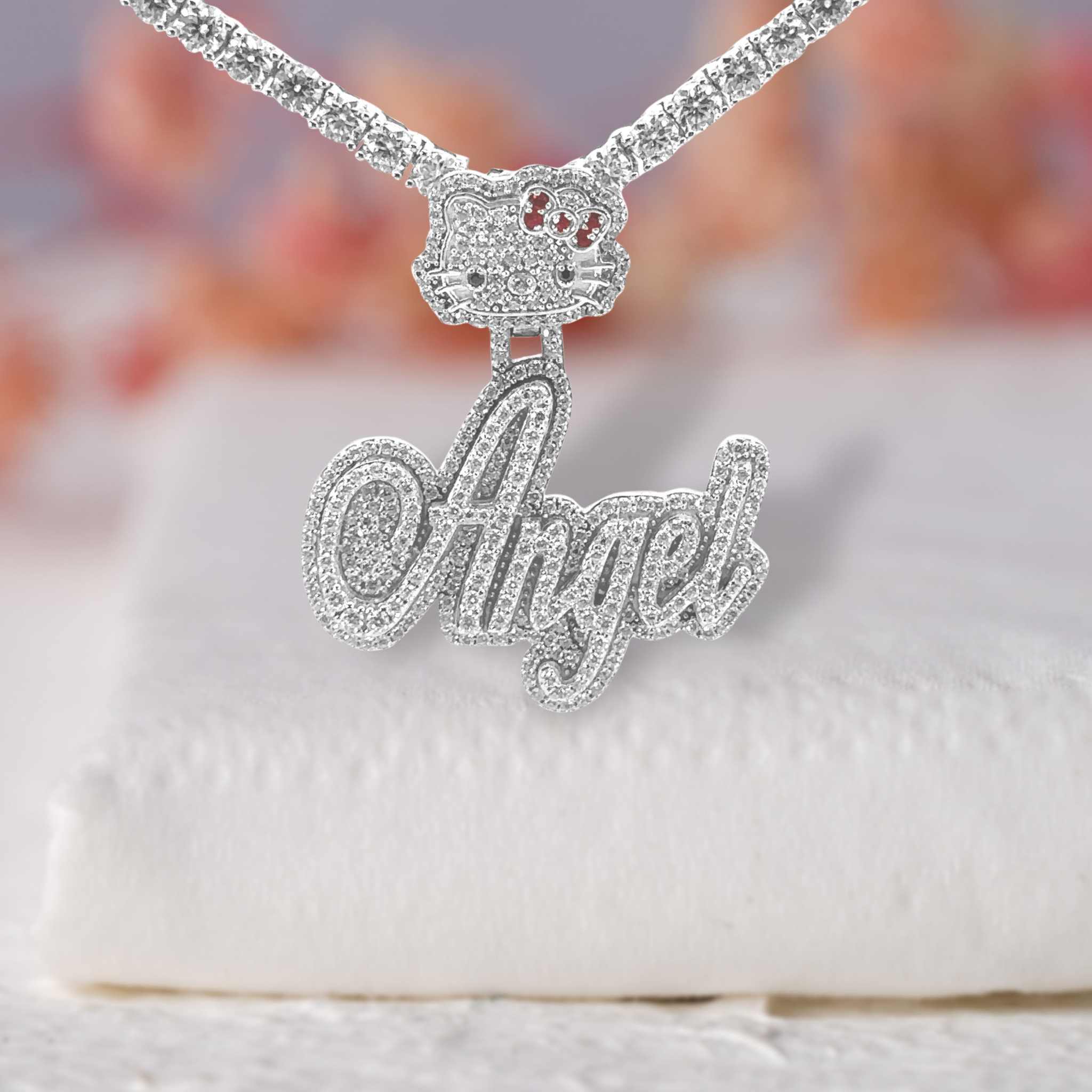 Angel Custom Moissanite Diamond Name Pendant Fifth