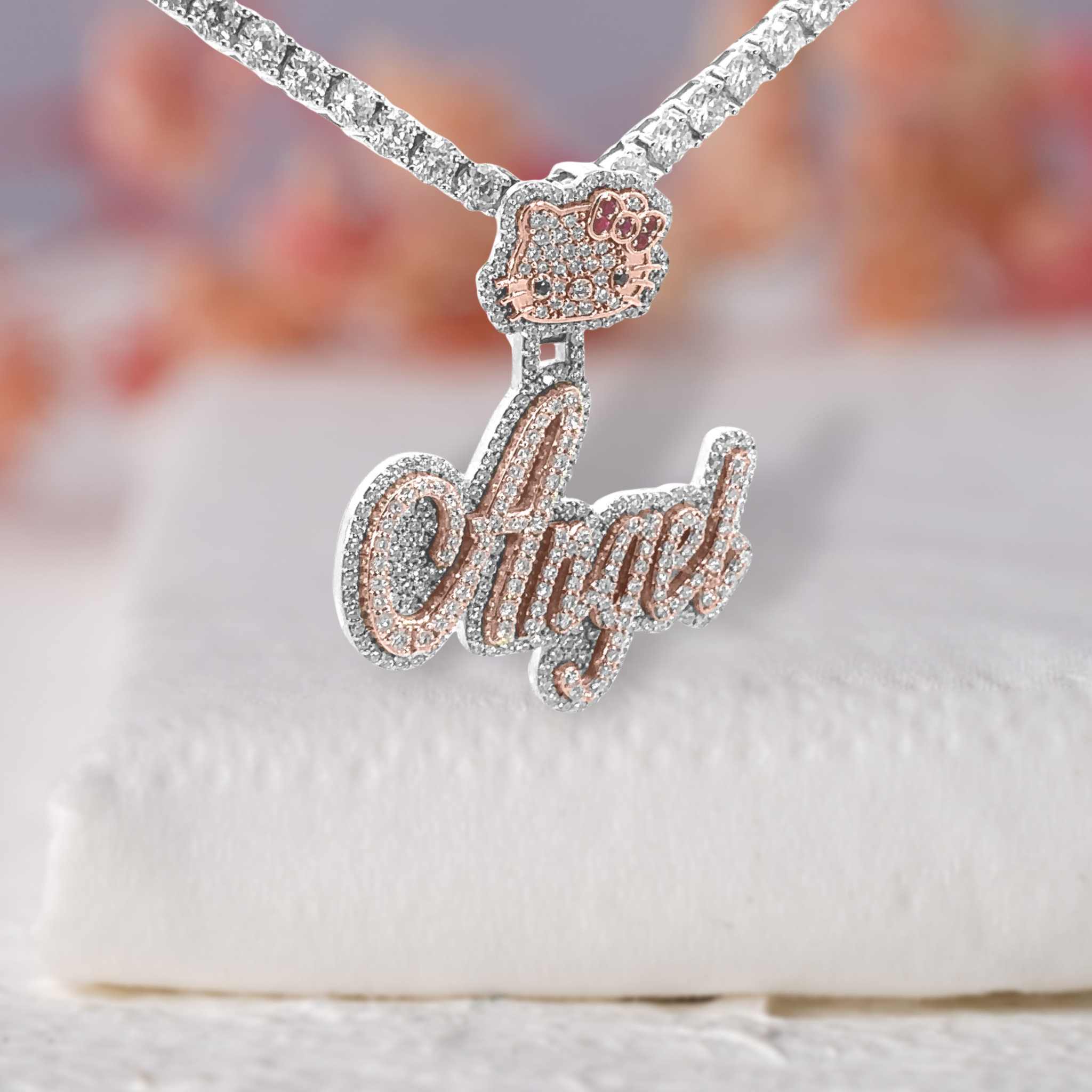 Angel Custom Moissanite Diamond Name Pendant Six