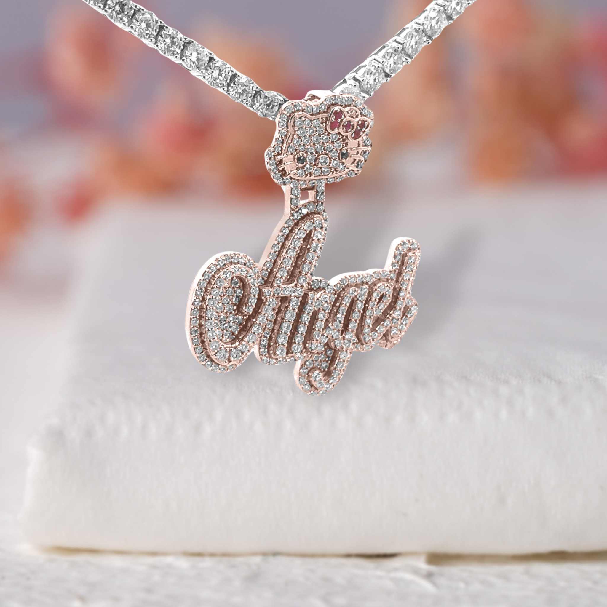 Angel Custom Moissanite Diamond Name Pendant Seven