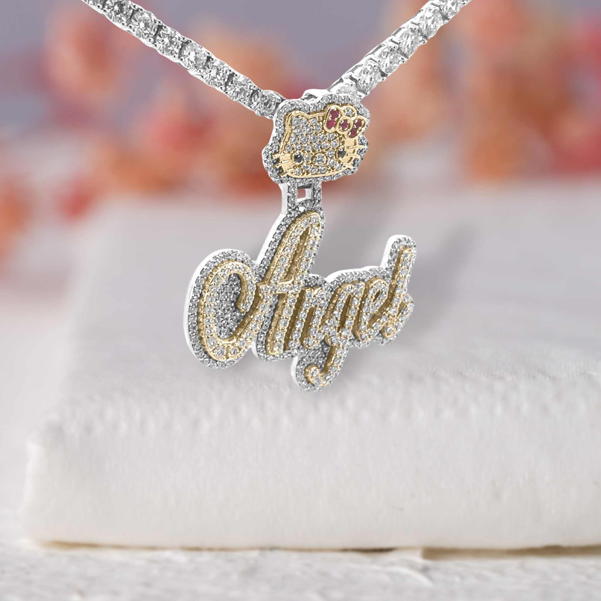 Angel Custom Moissanite Diamond Name Pendant Eight