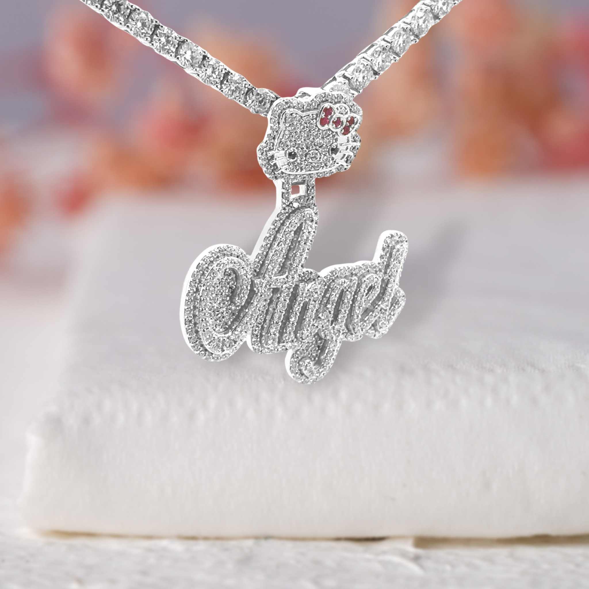 Angel Custom Moissanite Diamond Name Pendant Ten