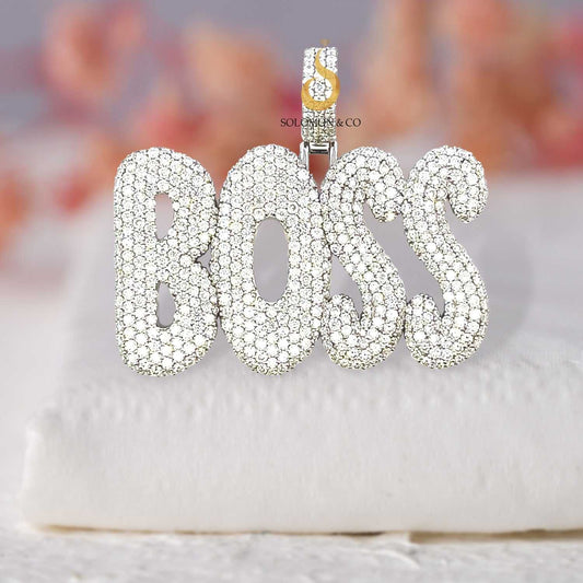 Boss Custom Moissanite Diamond Name Pendant First