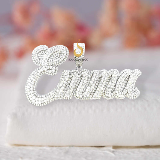 Emma Custom Moissanite Diamond Name Pendant First