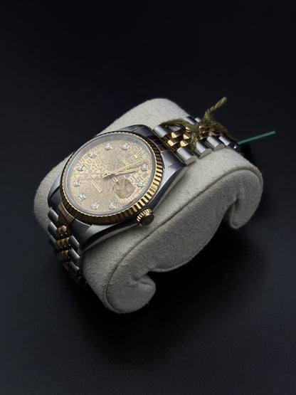 Rolex Datejust 36mm 16233 Two-Tone Champagne Computer Diamond Dial Fluted Jubilee 1997 — Pre-Owned