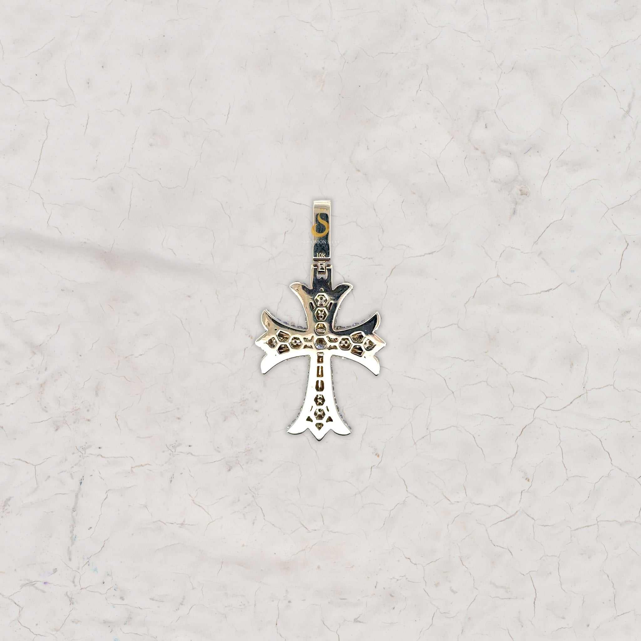 Pave Set Round Diamond Iced Out Cross Pendant