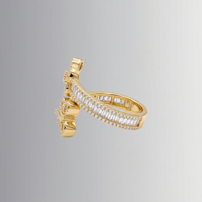 0.86 ctw diamond butterfly ring in 10K gold — render 3