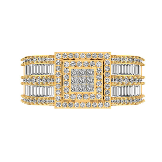 Double Halo Mens Square Shape Diamond Ring