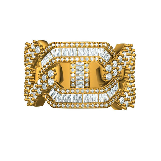 Real Diamond Cuban Link Chain Mens Ring