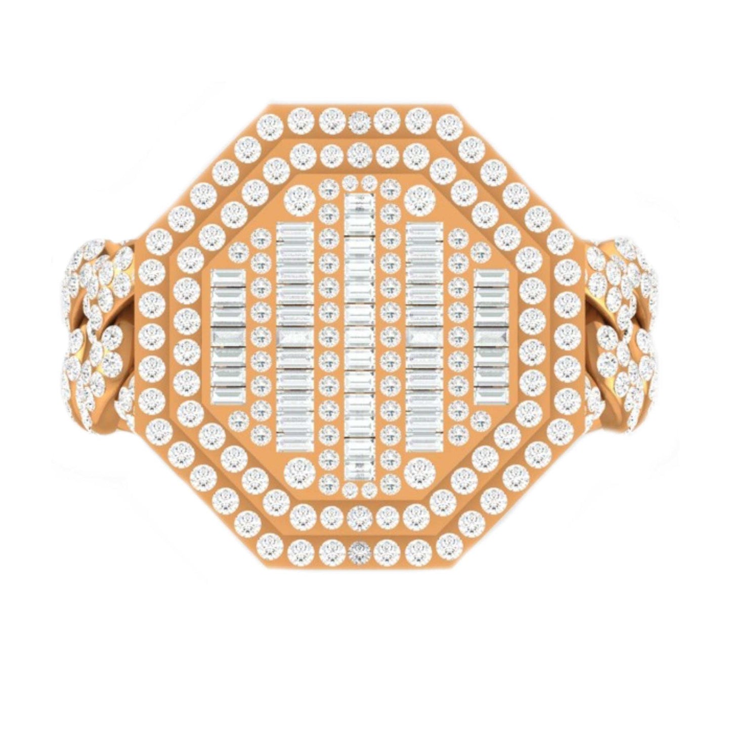 Wide Miami Cuban link Chain Iced Out Mens Ring