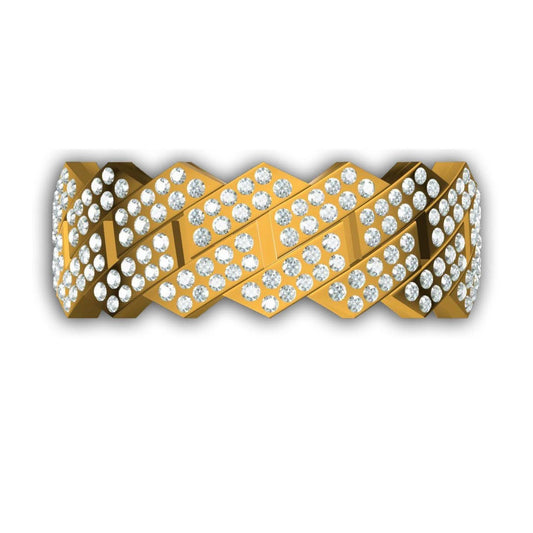 8mm Wide Cuban Link Chain Diamond Ring