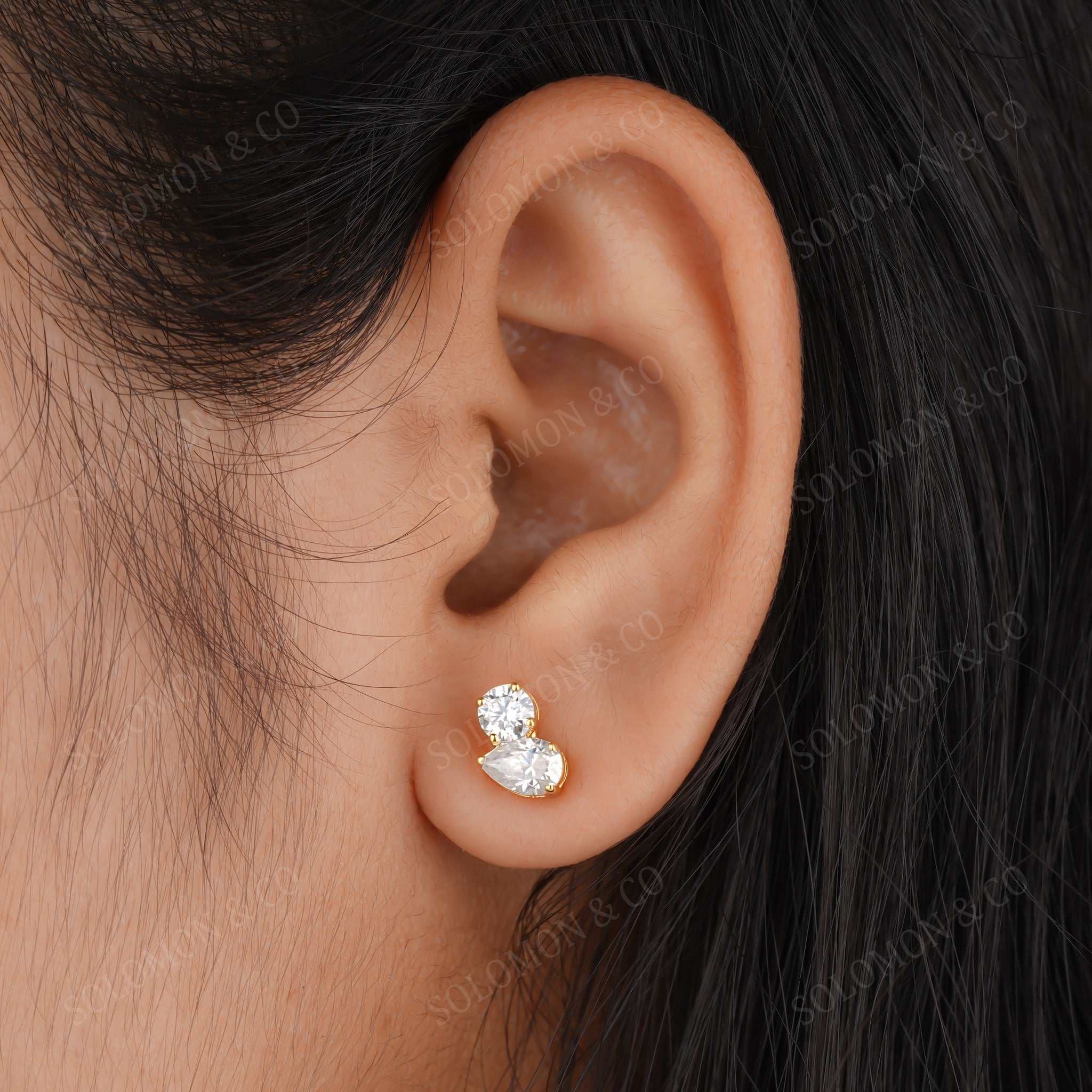 Toi Et Moi Marquise And Round Moissanite Stud Earrings Eight