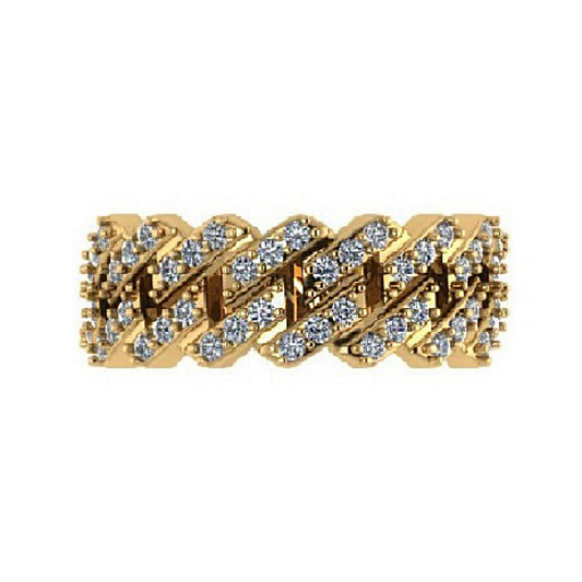 10MM Wide Mens Miami Cuban Link Chain Diamond Ring
